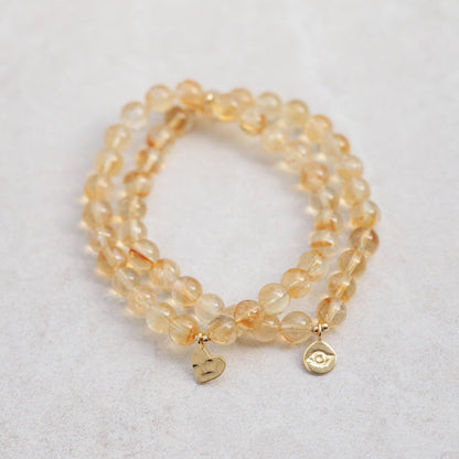 Citrine bracelet 6mm, AAA grade, [EBCM1124] November birth gemstone, genuine natural [EBCM1124], Abundance bracelet, Prosperity