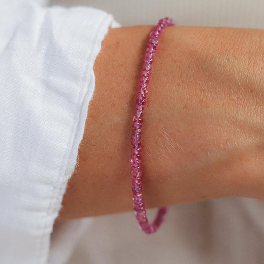 Pink Sapphire bracelet | dainty sapphire jewelry | Micro faceted pink sapphire | genuine pink sapphire | dainty AAA pink sapphire #0160