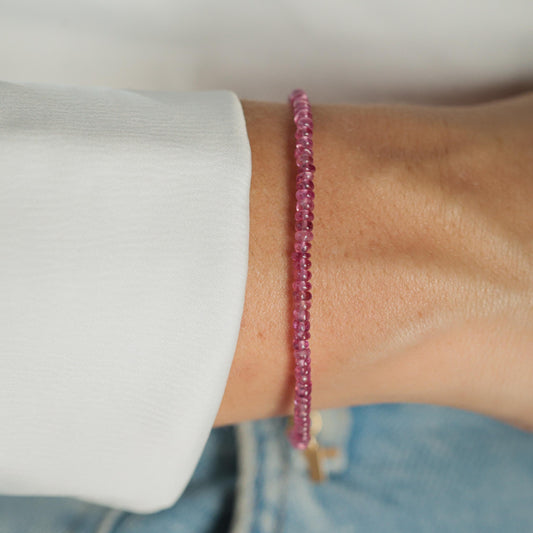 Pink Sapphire bracelet | dainty sapphire jewelry | Micro faceted pink sapphire | genuine pink sapphire | dainty AAA pink sapphire #0160