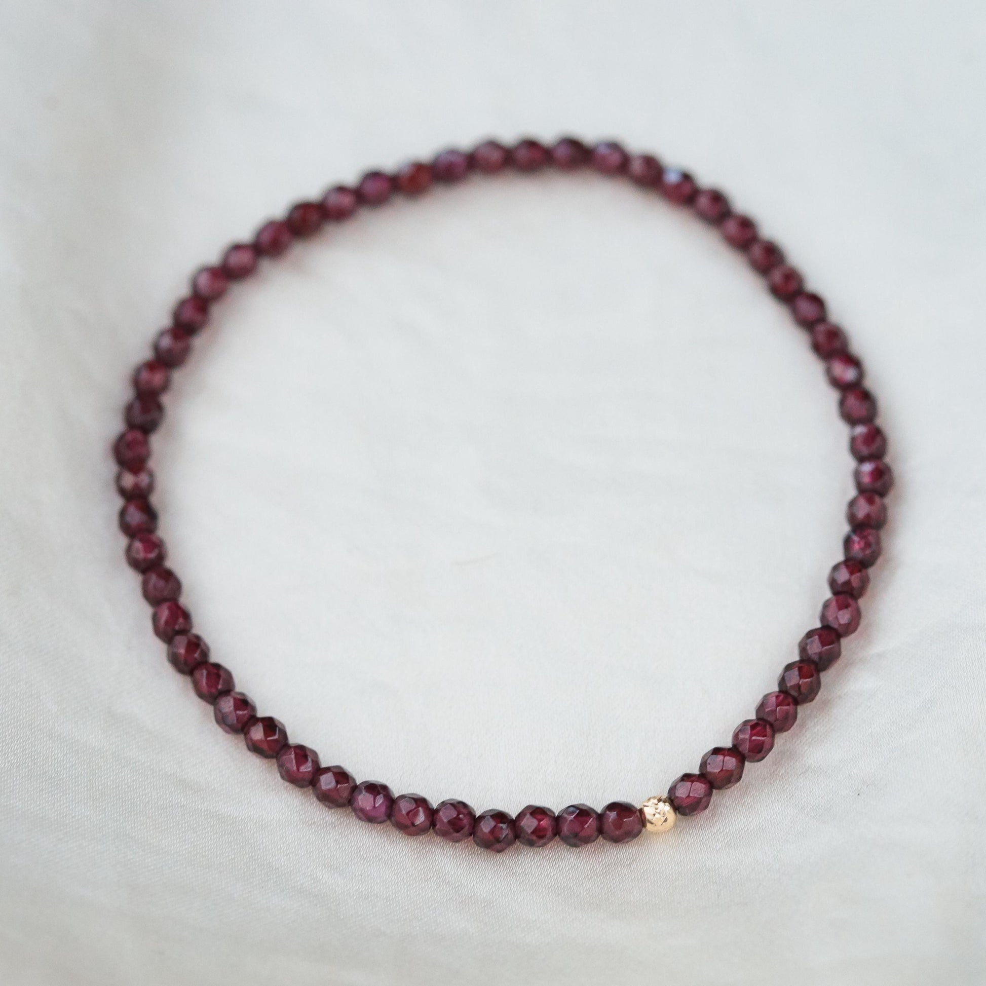 Garnet Bracelet 3mm - 14K