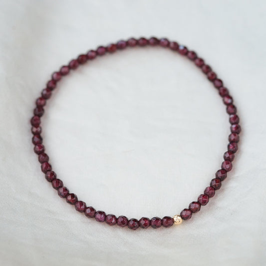 Garnet Bracelet 3mm - 14K
