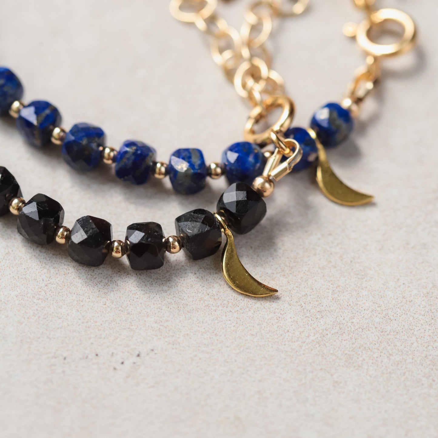 Lapis Lazuli Protection Bracelet, [EBLP1936] Moon Charm Bracelet, Lapis Gemstone Bracelet, Gold Filled Bracelet, Crystal Bracelet, Energy