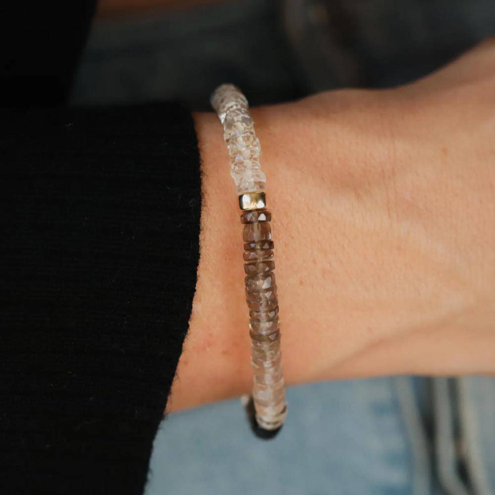 Smoky Quartz Ombré Heishi Bracelet – Grounded, Luminous & Refined