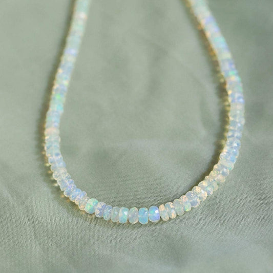 Ethiopian Opal Beaded Necklace - 14K