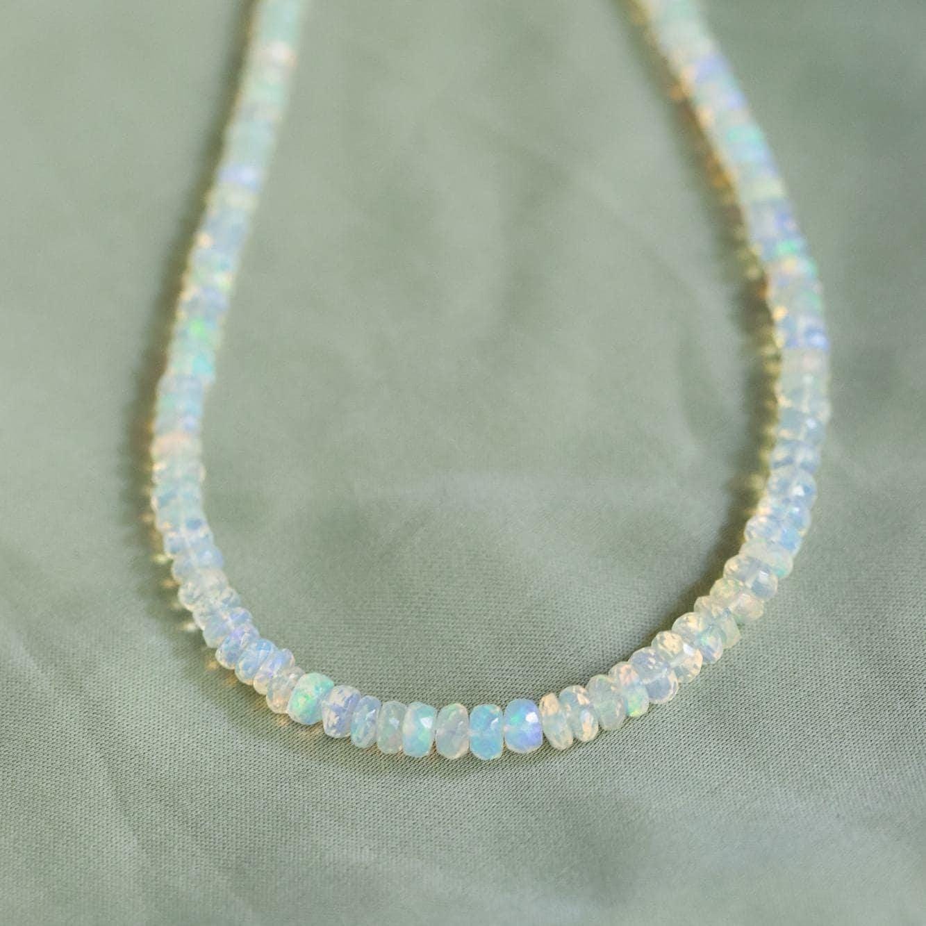 Ethiopian Opal Beaded Necklace | Sparkling Ethiopian opal [ENOP1050] | quality opal necklace | AAA Welo Opal Rondelle Necklace *BF