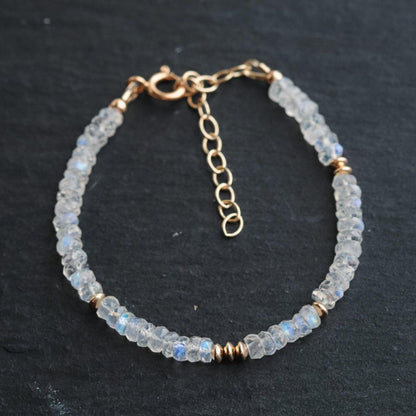 Rainbow moonstone | High flash moonstone | Dainty Moonstone Bracelet [EBMP1035] | Gold Moonstone bracelet | June birthstone *bs *G