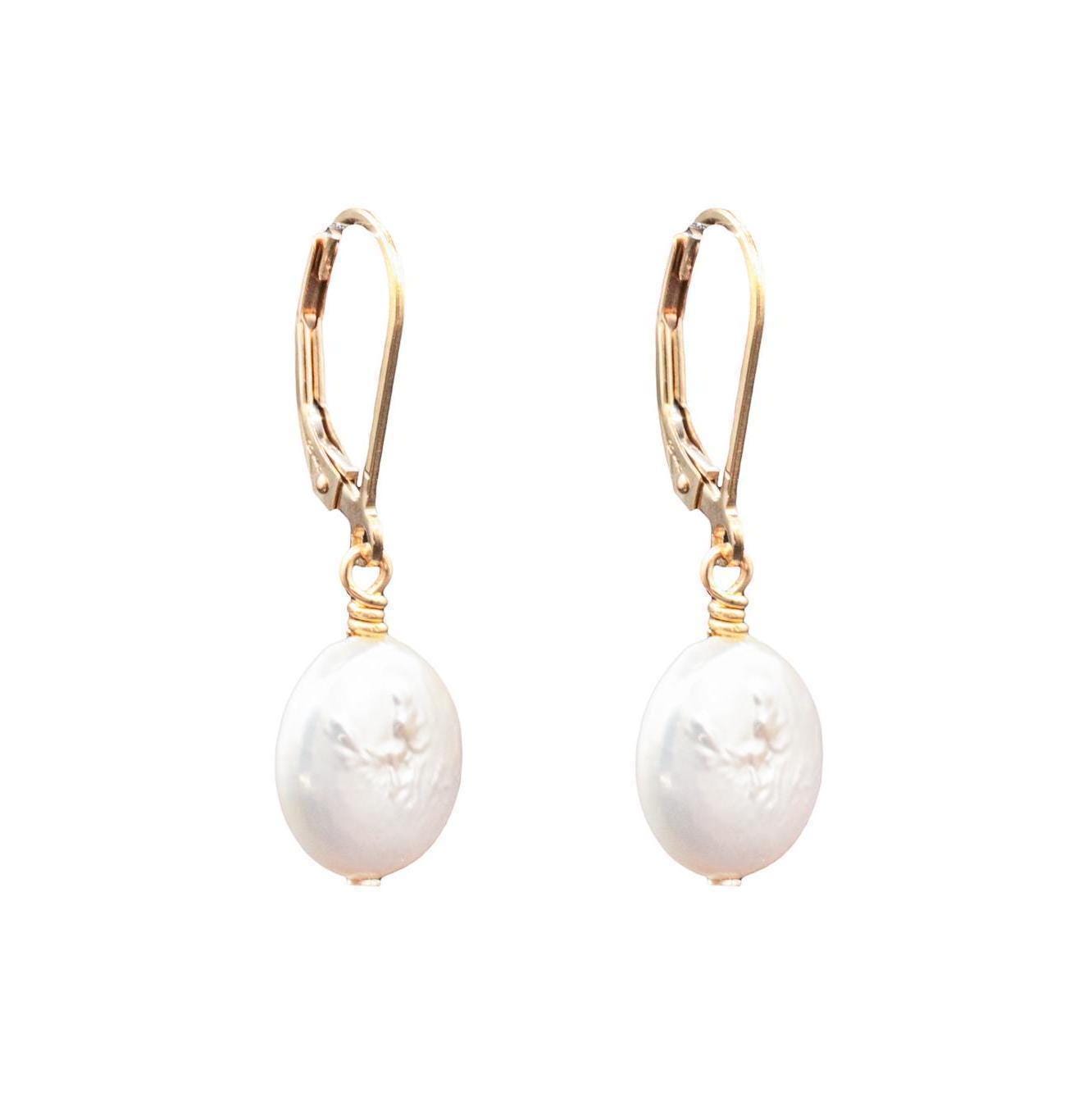 Disc Pearl Earrings - 14K