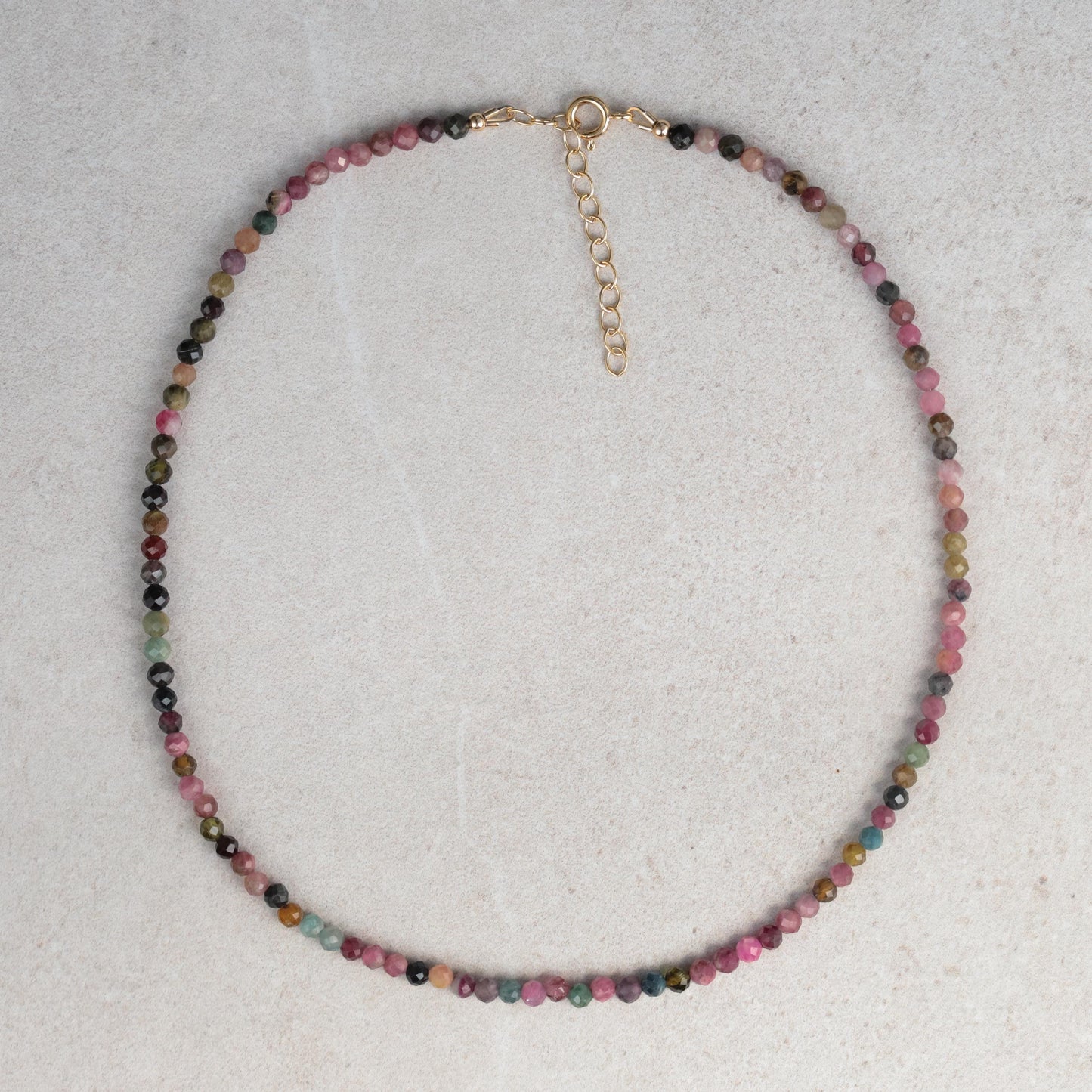 Mixed Tourmaline Beaded Necklace | Watermelon tourmaline necklace [ENMP1304] | Multi color tourmaline jewelry | Tourmaline necklace
