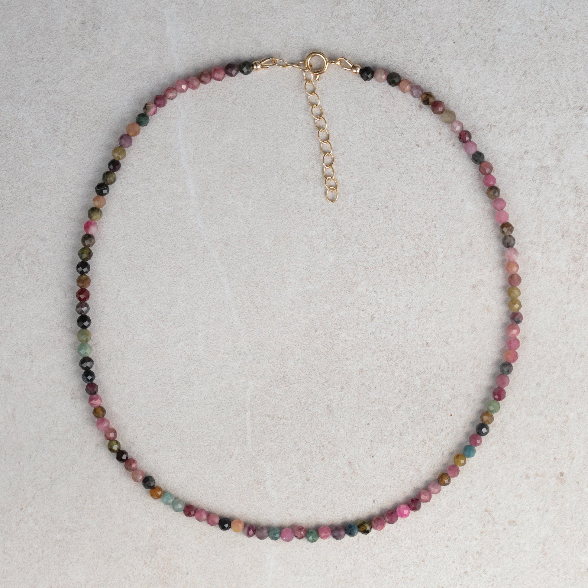 Mixed Tourmaline Beaded Necklace | Watermelon tourmaline necklace [ENMP1304] | Multi color tourmaline jewelry | Tourmaline necklace