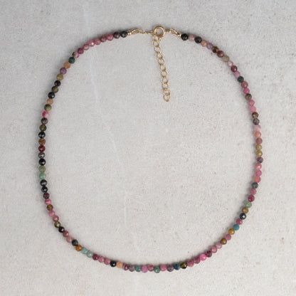 Mixed Tourmaline Beaded Necklace | Watermelon tourmaline necklace [ENMP1304] | Multi color tourmaline jewelry | Tourmaline necklace