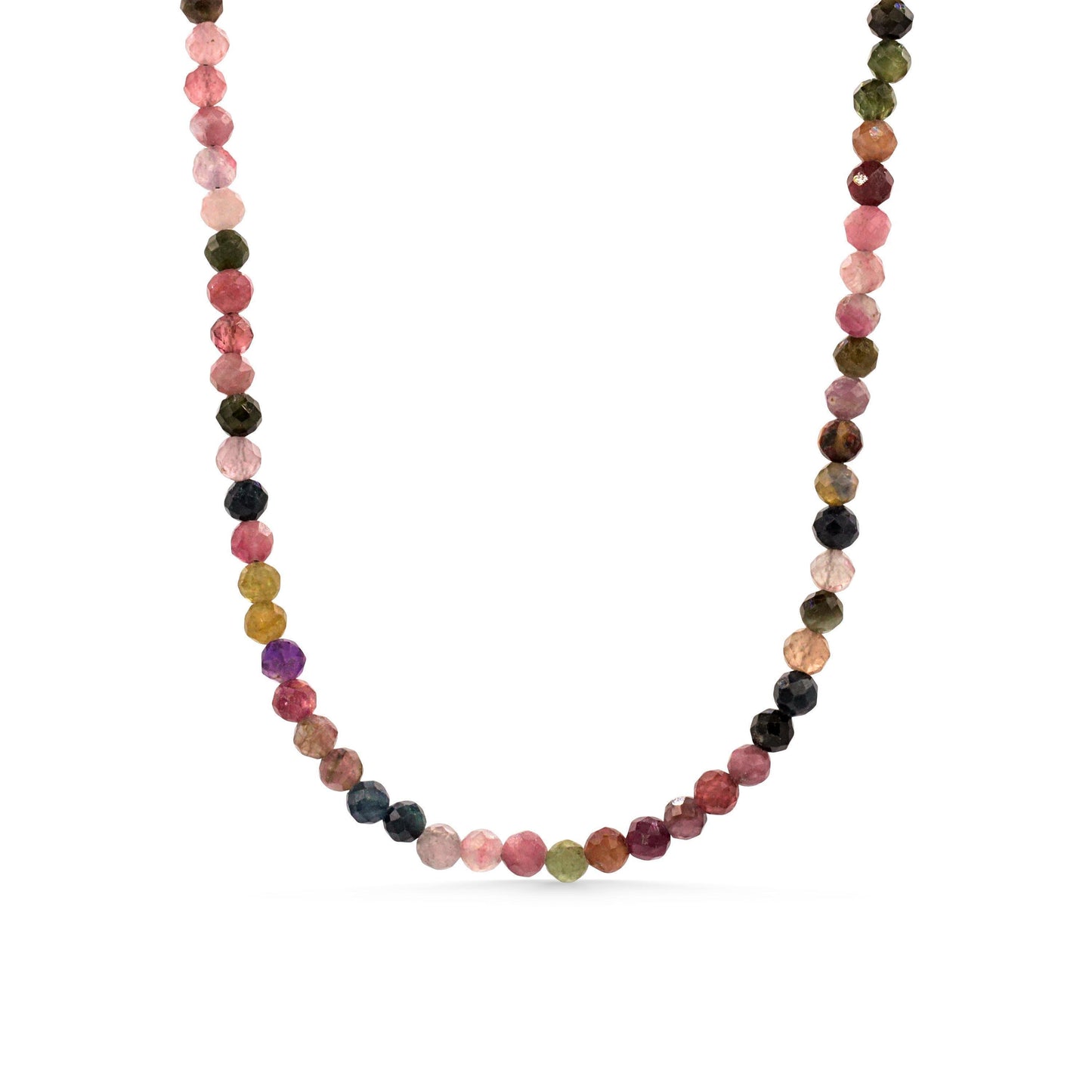 Mixed Tourmaline Beaded Necklace | Watermelon tourmaline necklace [ENMP1304] | Multi color tourmaline jewelry | Tourmaline necklace