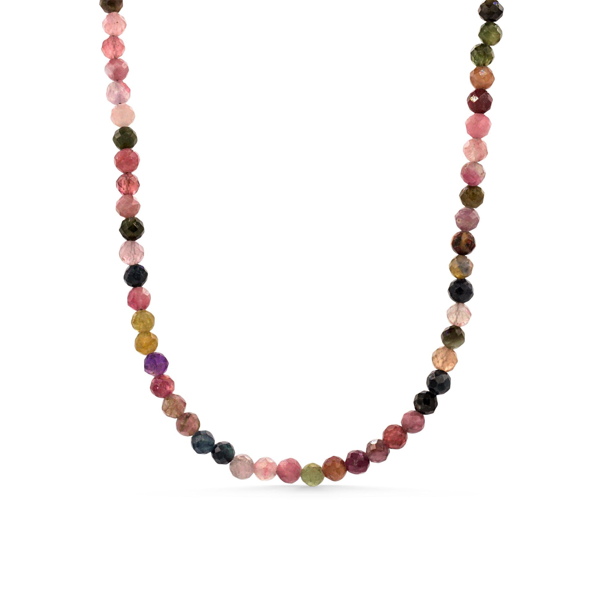 Mixed Tourmaline Beaded Necklace | Watermelon tourmaline necklace [ENMP1304] | Multi color tourmaline jewelry | Tourmaline necklace