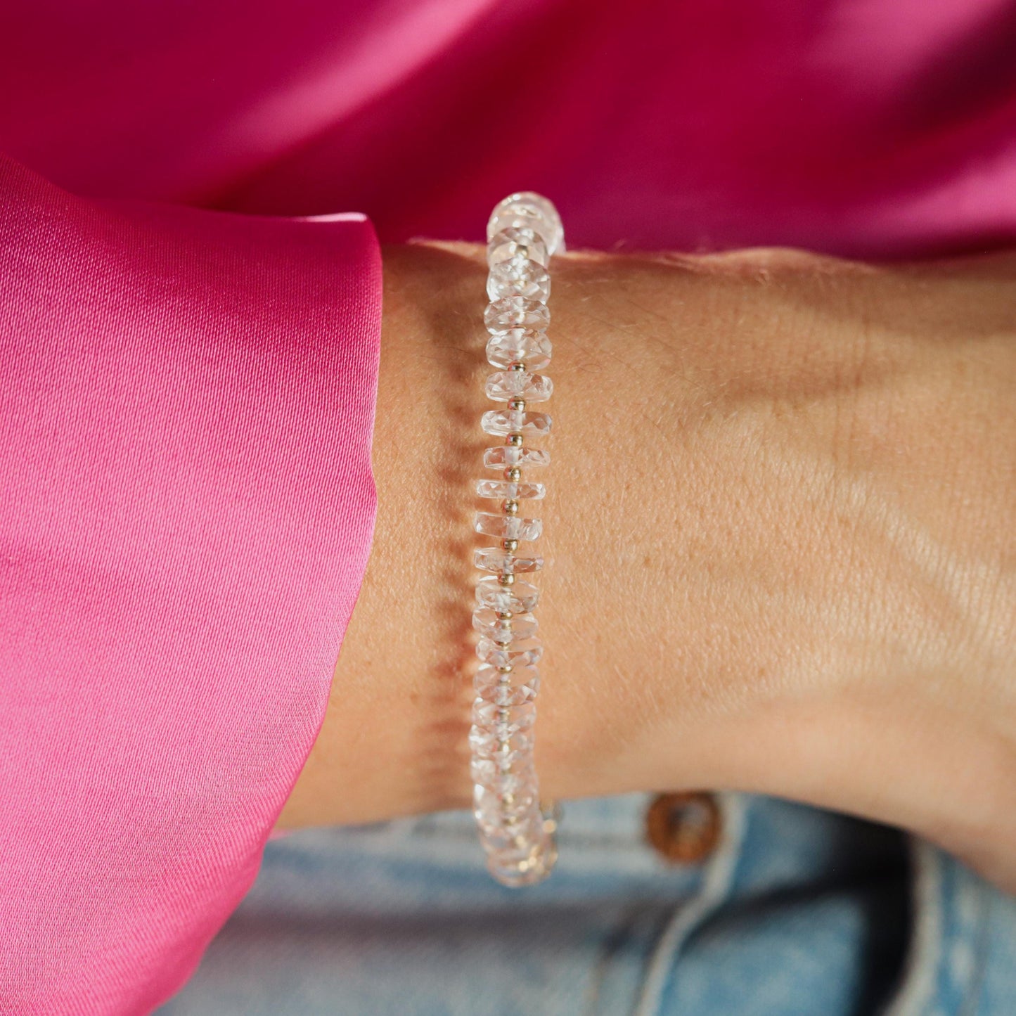 AAAA+ white topaz | white topaz bracelet | 100% genuine white topaz [EBWP1932_dip] | natural white topaz bracelet | white topaz beaded