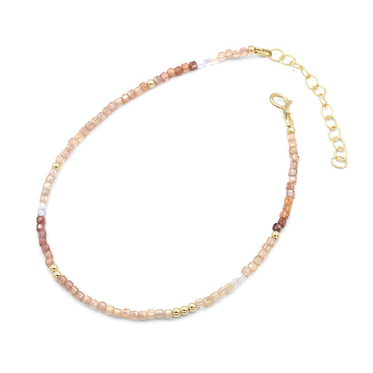 Zircon anklet | Beaded zircon ankle bracelet | [dip] women's gemstone anklet | delicate zircon anklet | gold anklet