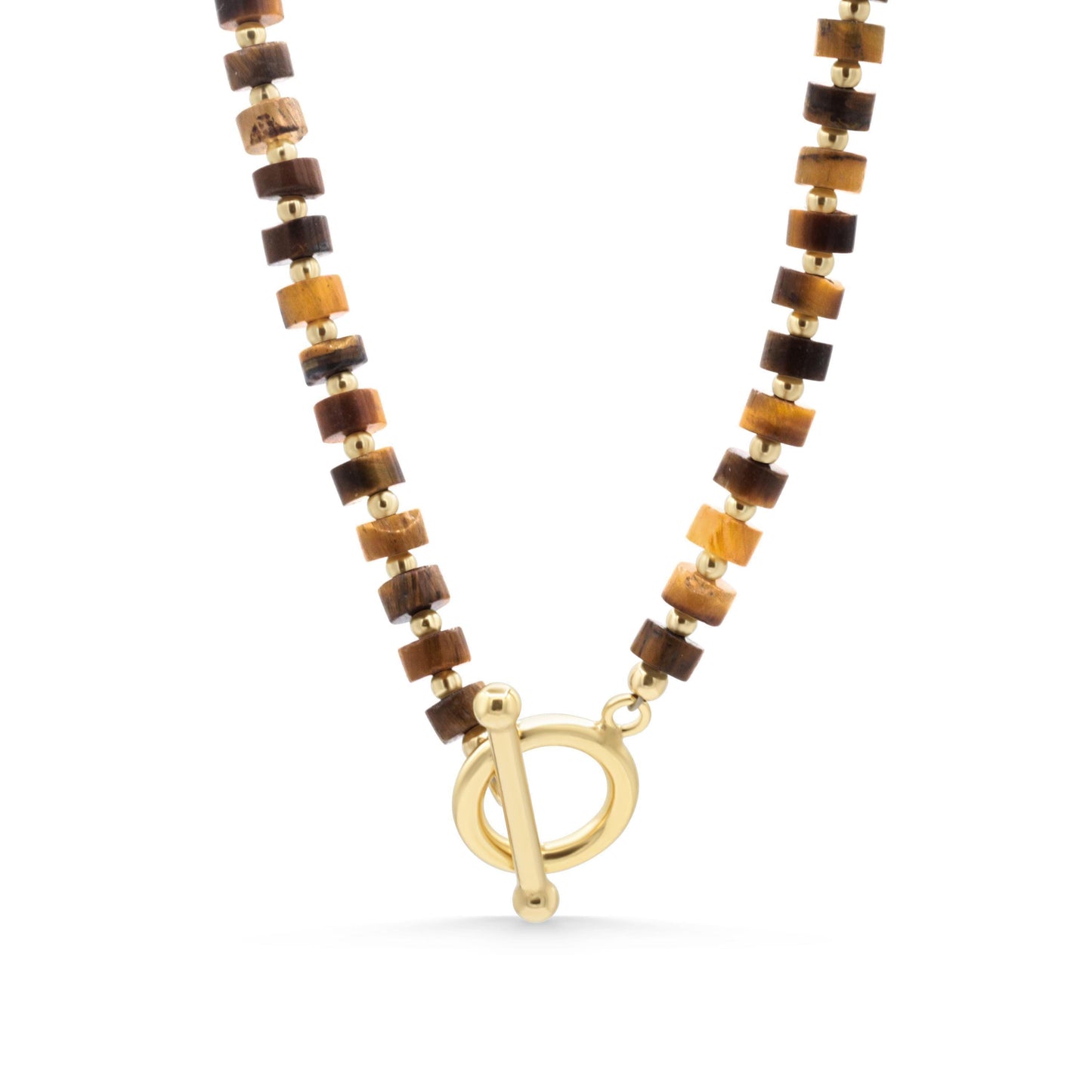Tiger's eye Heishi Toggle Necklace