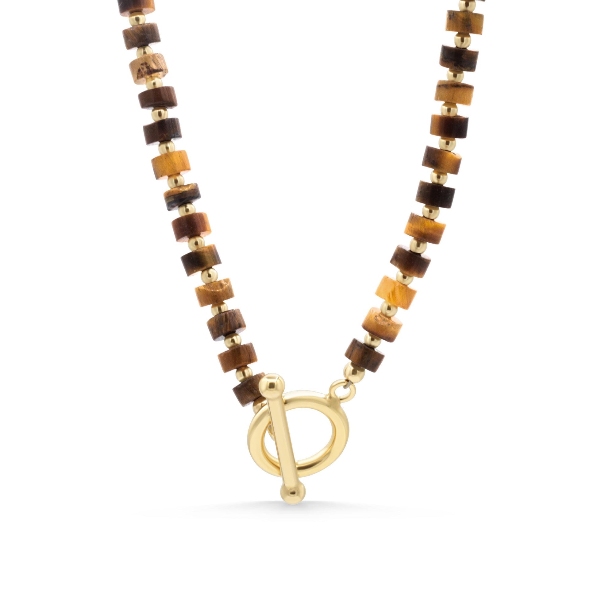 Tiger's eye Heishi Toggle Necklace