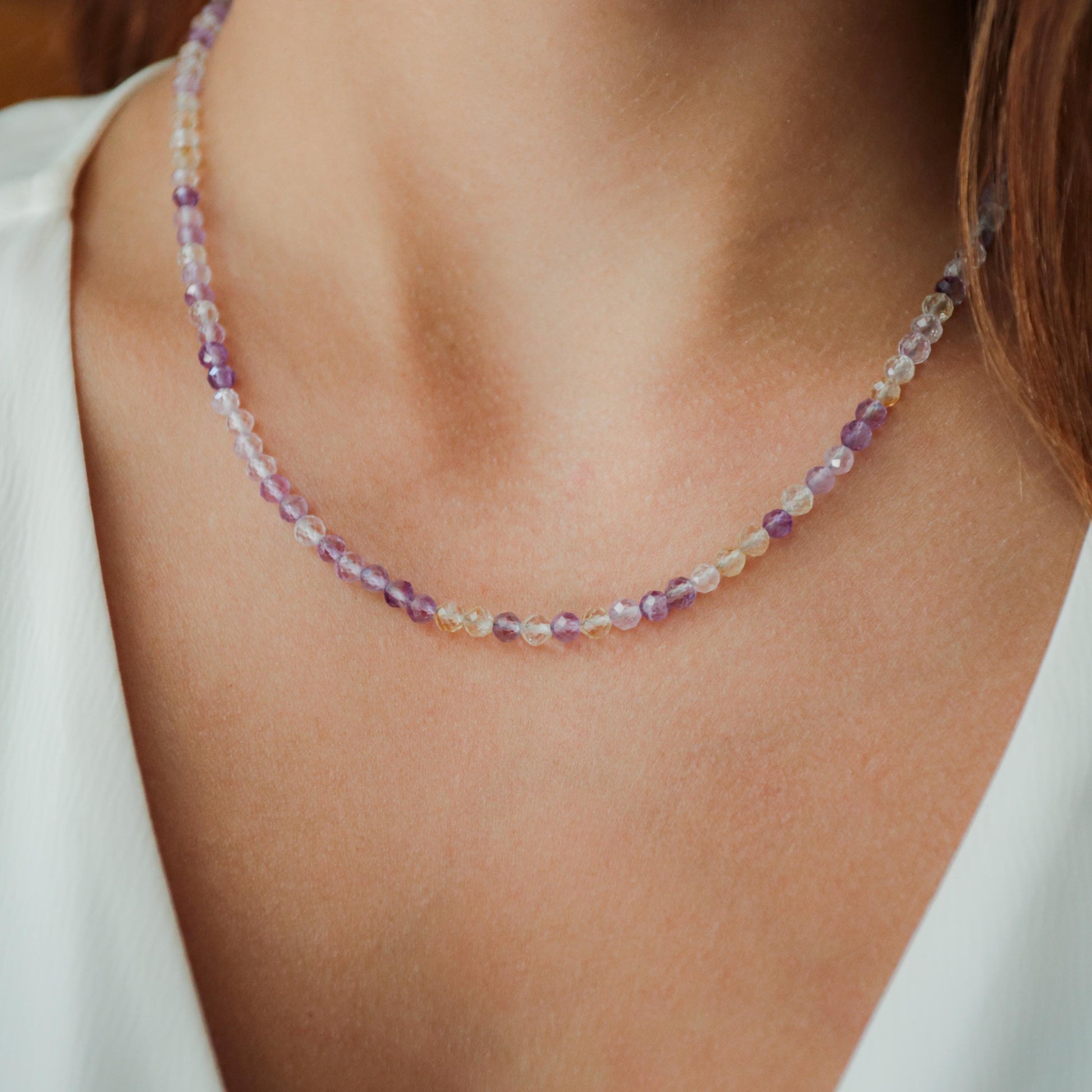 Ametrine necklace | beaded necklace | ametrine gemstone necklace [dip] | ametrine jewelry, natural Fluorite necklace |