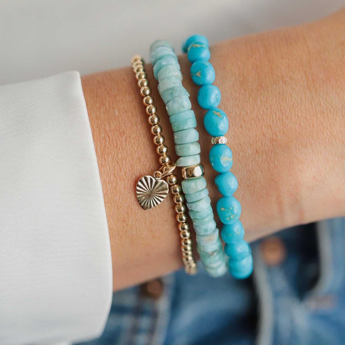 14K GOLD Sleeping beauty turquoise