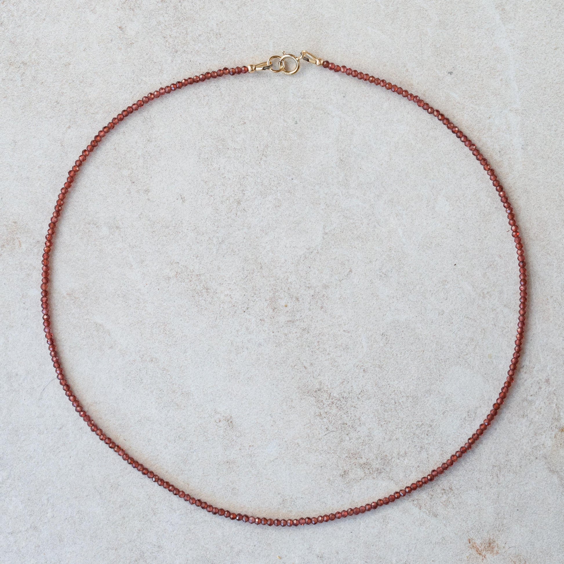 Garnet Necklace | Women's Garnet Choker Necklace | [ENGM1708] Faceted Red Garnet | January birthstone | gold garnet