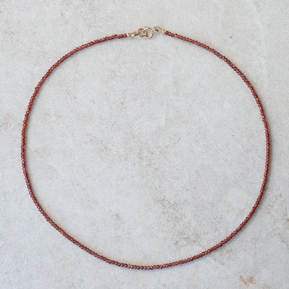 Garnet Necklace | Women's Garnet Choker Necklace | [ENGM1708] Faceted Red Garnet | January birthstone | gold garnet