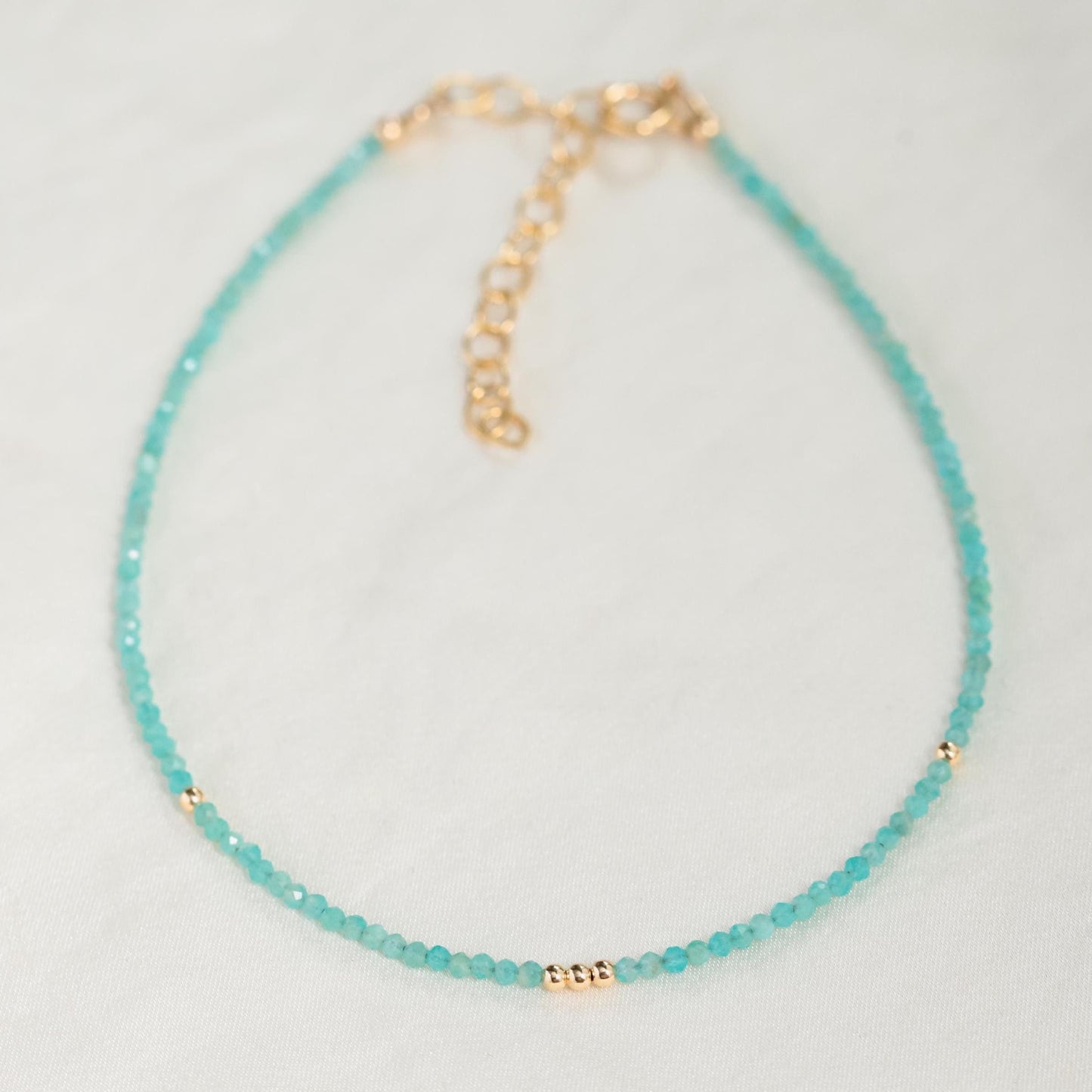 Amazonite anklet | Beaded amazonite ankle bracelet [EAAM1949]| women's amazonite anklet | delicate amazonite jewelry | amazonite