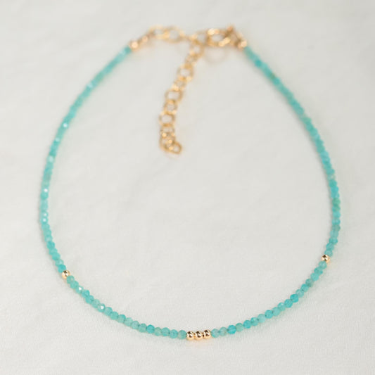 Amazonite anklet | Beaded amazonite ankle bracelet [EAAM1949]| women's amazonite anklet | delicate amazonite jewelry | amazonite