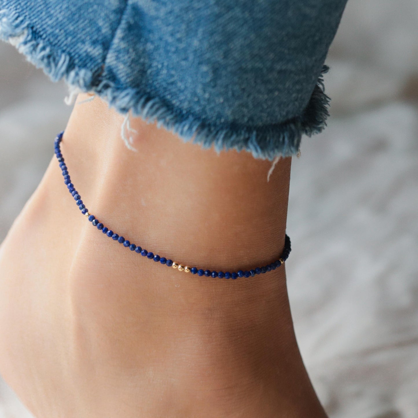 Lapis Lazuli Anklet - 14K