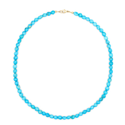 Earthly Abundance Wild Sky Sleeping Beauty Necklace featuring a blue gemstone pendant on a delicate silver chain.