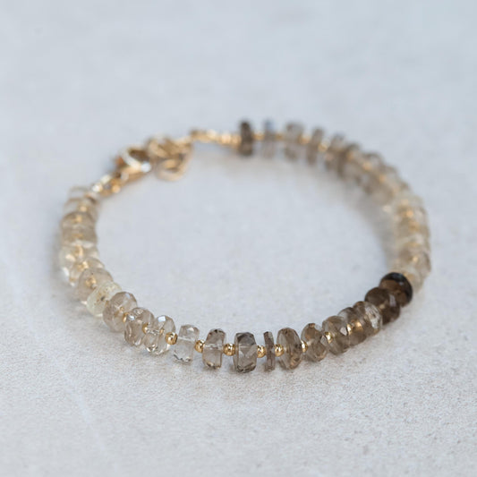 Smoky Quartz Bracelet | Dainty smoky quartz bracelet | Grounding Root Chakra [EBSP1558] | Dainty smoky quartz bracelet | smoky quartz