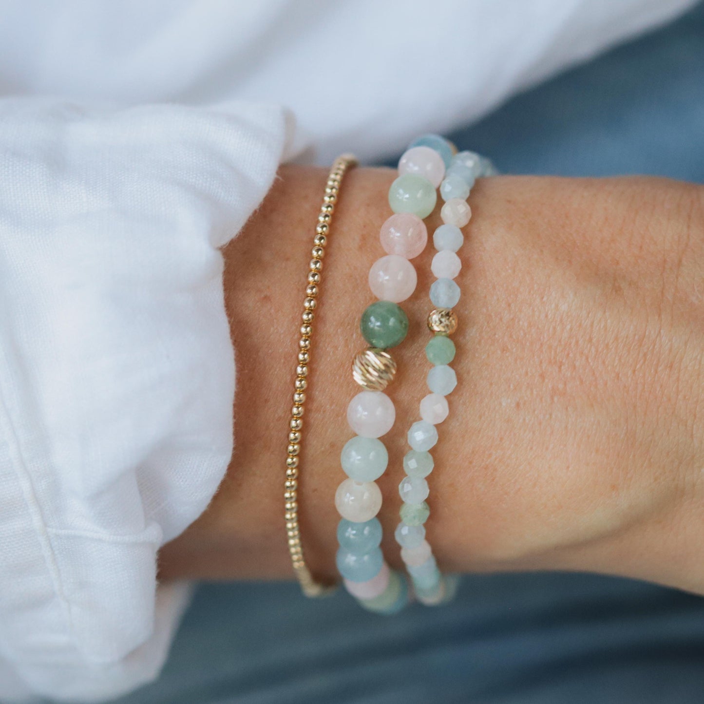 14K GOLD Morganite bracelet. morganite beryl faceted bracelet [EBMP1045] Delicate crystal bead bracelet | natural morganite jewelry