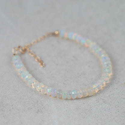 SOLID 14K GOLD Ethiopian Welo Opal Dainty Bracelet. [EBEP1650] Flashy opal bracelet | Gold Filled | AAA Quality Opal Delicate Stacking