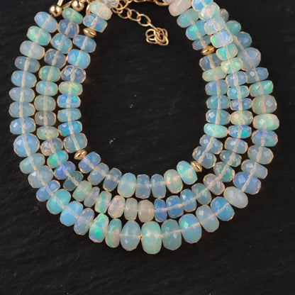 SOLID 14K GOLD Ethiopian Welo Opal Dainty Bracelet. [EBEP1650] Flashy opal bracelet | Gold Filled | AAA Quality Opal Delicate Stacking