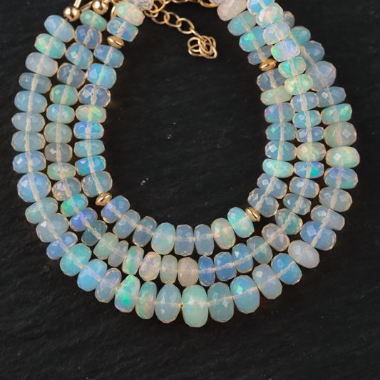 SOLID 14K GOLD Ethiopian Welo Opal Dainty Bracelet. [EBEP1650] Flashy opal bracelet | Gold Filled | AAA Quality Opal Delicate Stacking