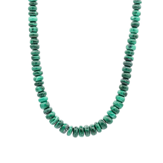 Malachite Rondel Necklace - 14K