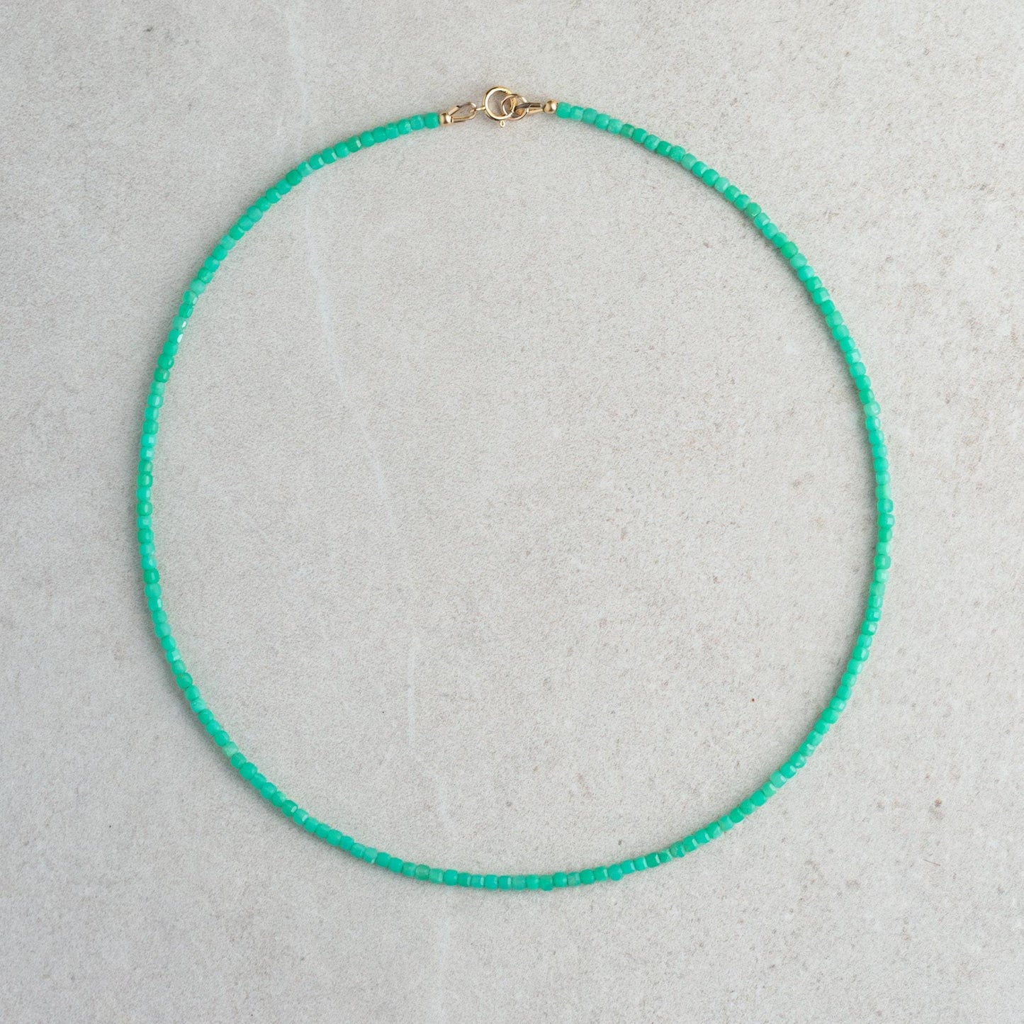 Chrysoprase Beaded Necklace - 14K