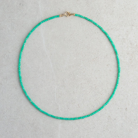 Chrysoprase Beaded Necklace - 14K