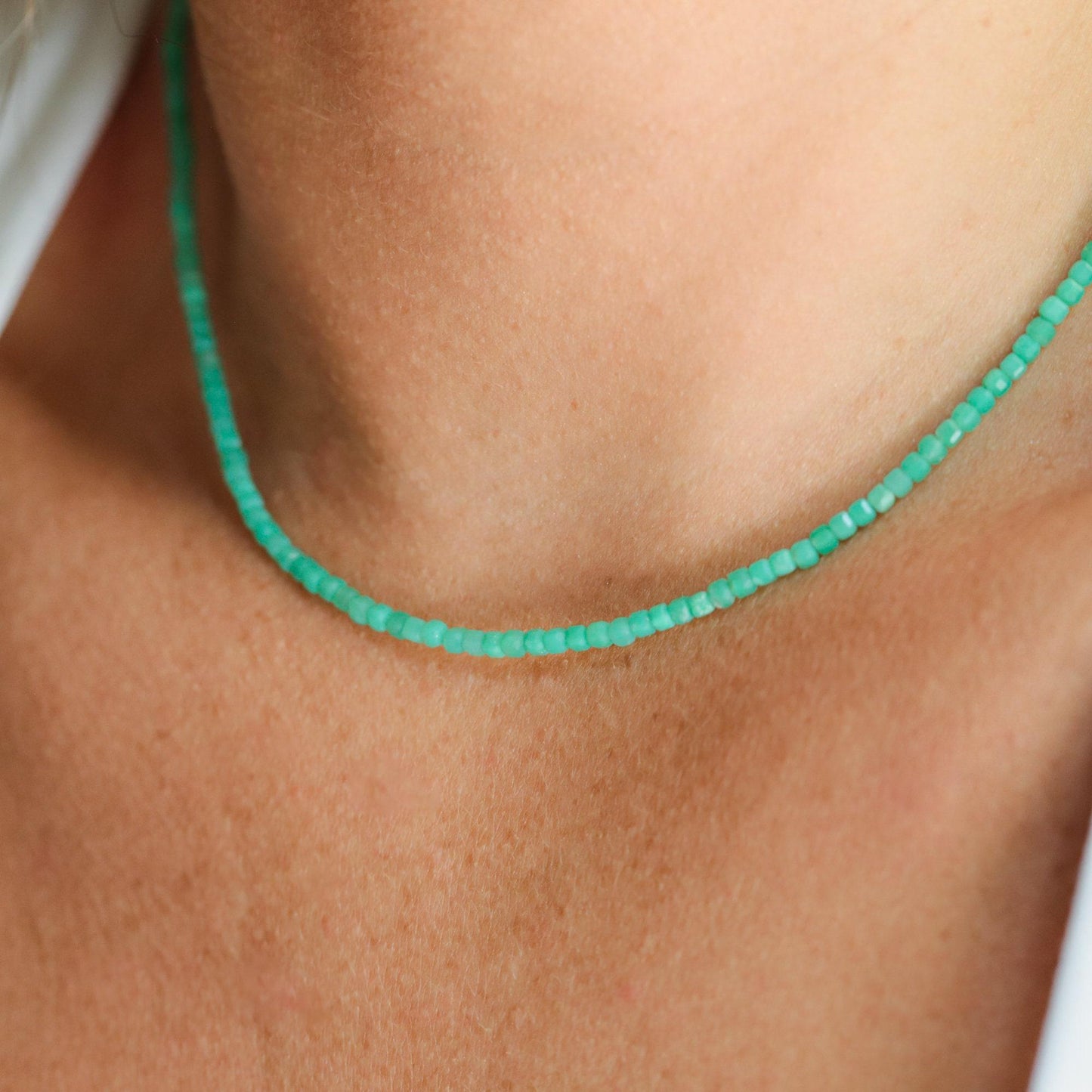 Chrysoprase Beaded Necklace - 14K