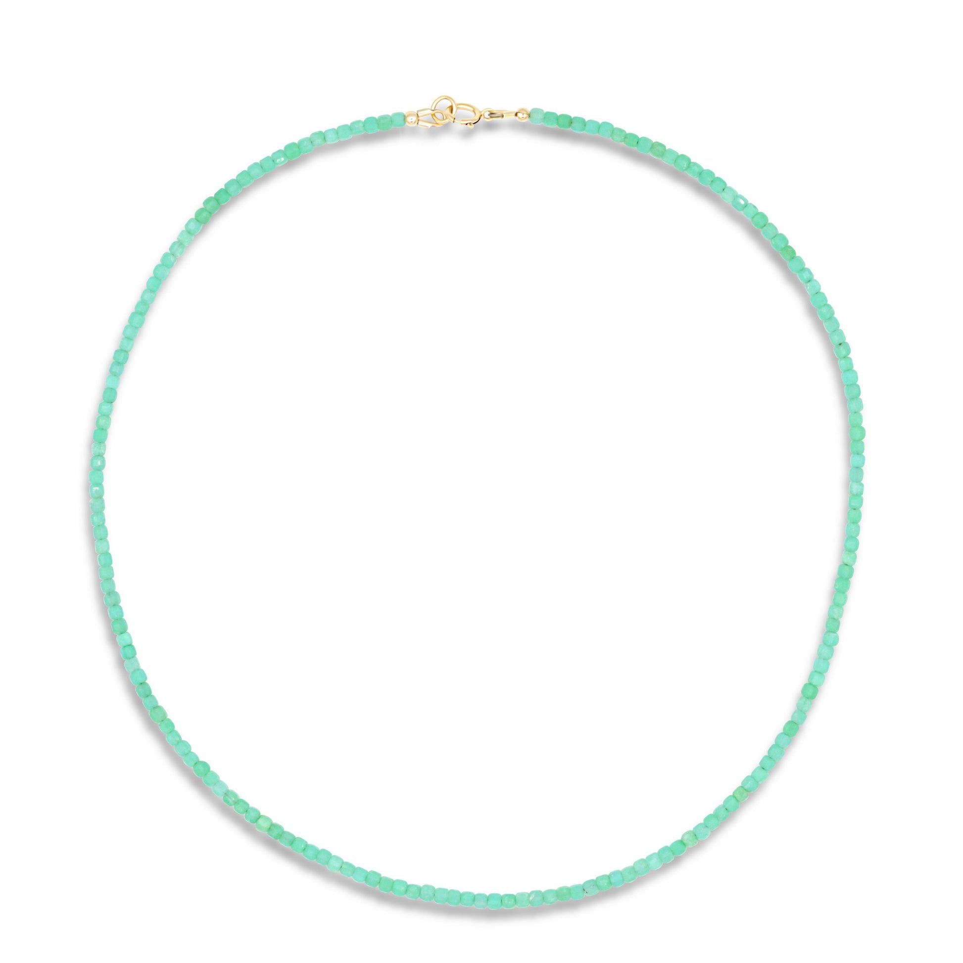 Chrysoprase Beaded Necklace - 14K