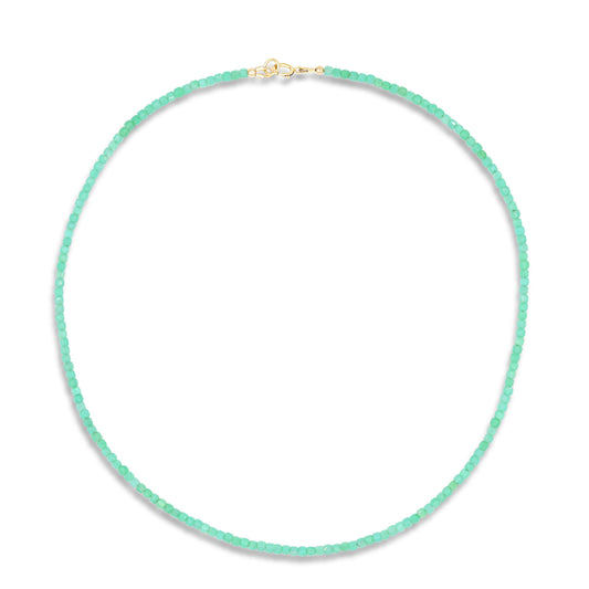 Chrysoprase Beaded Necklace - 14K