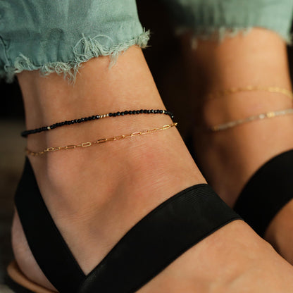 black spinel anklet