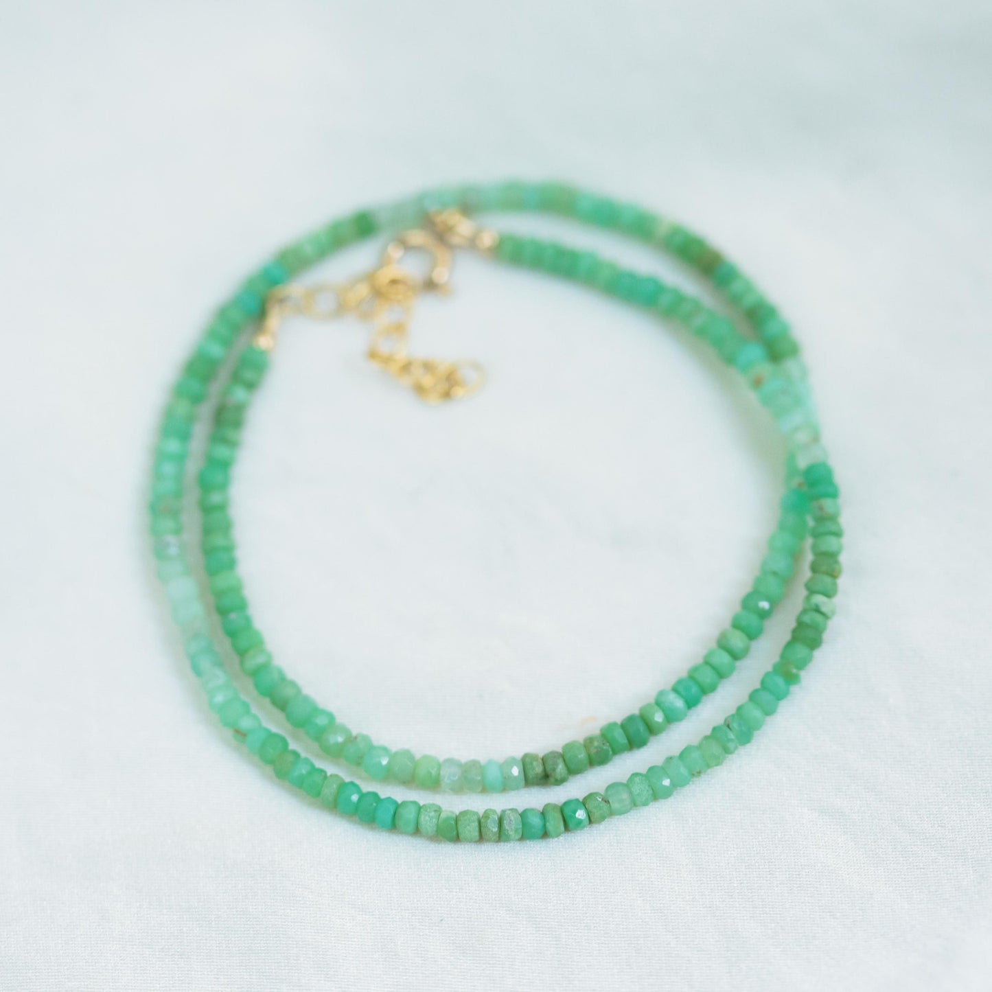 Unique OMBRE Chrysoprase beaded necklace | happy Chrysoprase jewelry [ENCP1060_19-21DIP] | green gemstone beaded necklace green