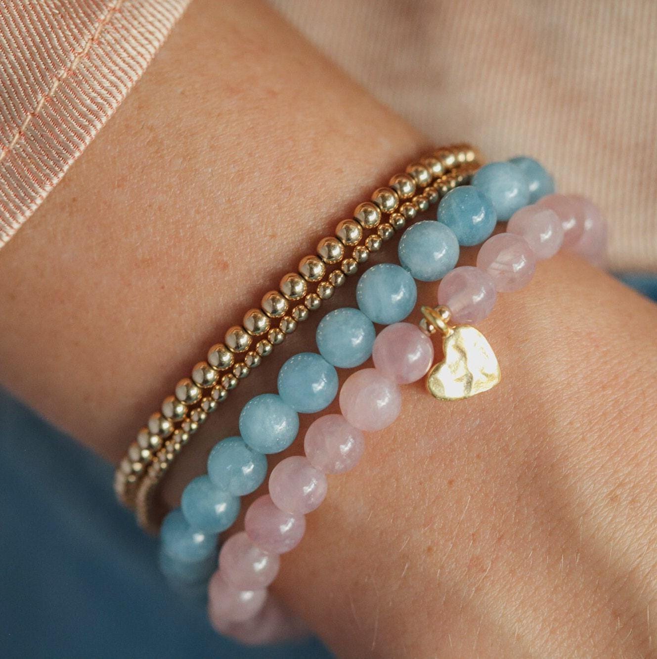 Aquamarine bracelet 6mm | [EBAM1889] March birthstone | AAA Aquamarine bracelet | beaded aquamarine bracelet | aquamarine *BSS