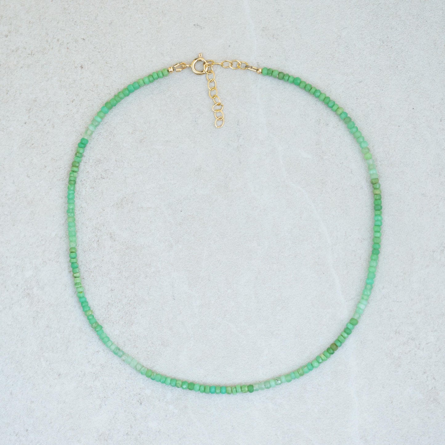 Unique OMBRE Chrysoprase beaded necklace | happy Chrysoprase jewelry [ENCP1060_19-21DIP] | green gemstone beaded necklace green