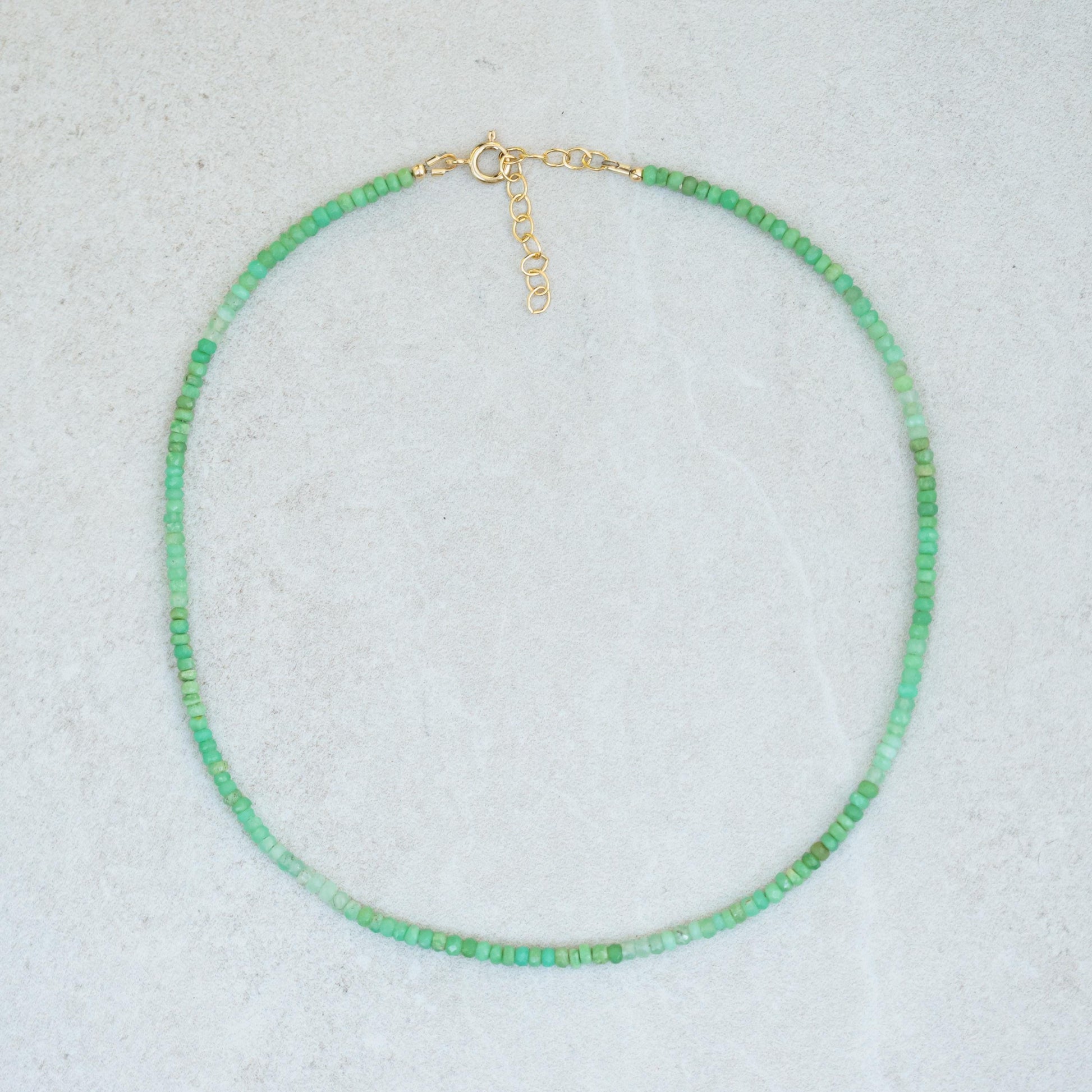 Unique OMBRE Chrysoprase beaded necklace | happy Chrysoprase jewelry [ENCP1060_19-21DIP] | green gemstone beaded necklace green