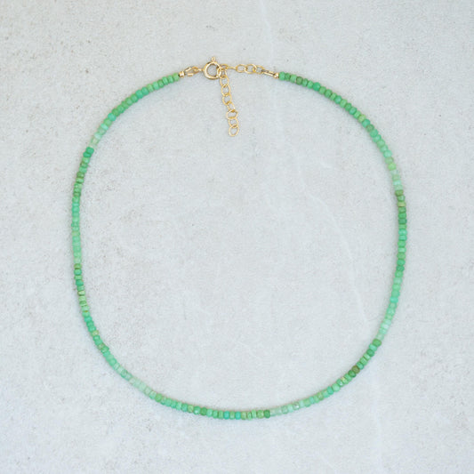Unique OMBRE Chrysoprase beaded necklace | happy Chrysoprase jewelry [ENCP1060_19-21DIP] | green gemstone beaded necklace green