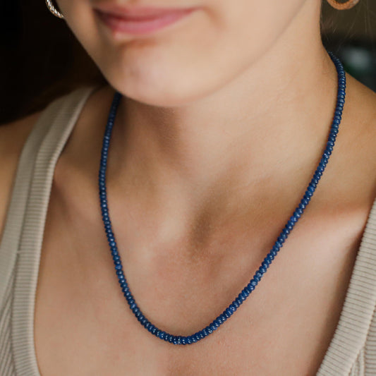 14K GOLD Burma Blue Sapphire Necklace - Blue Sapphire Necklace [ENBM1831] - September Birthstone gift - Blue Sapphire | blue sapphire