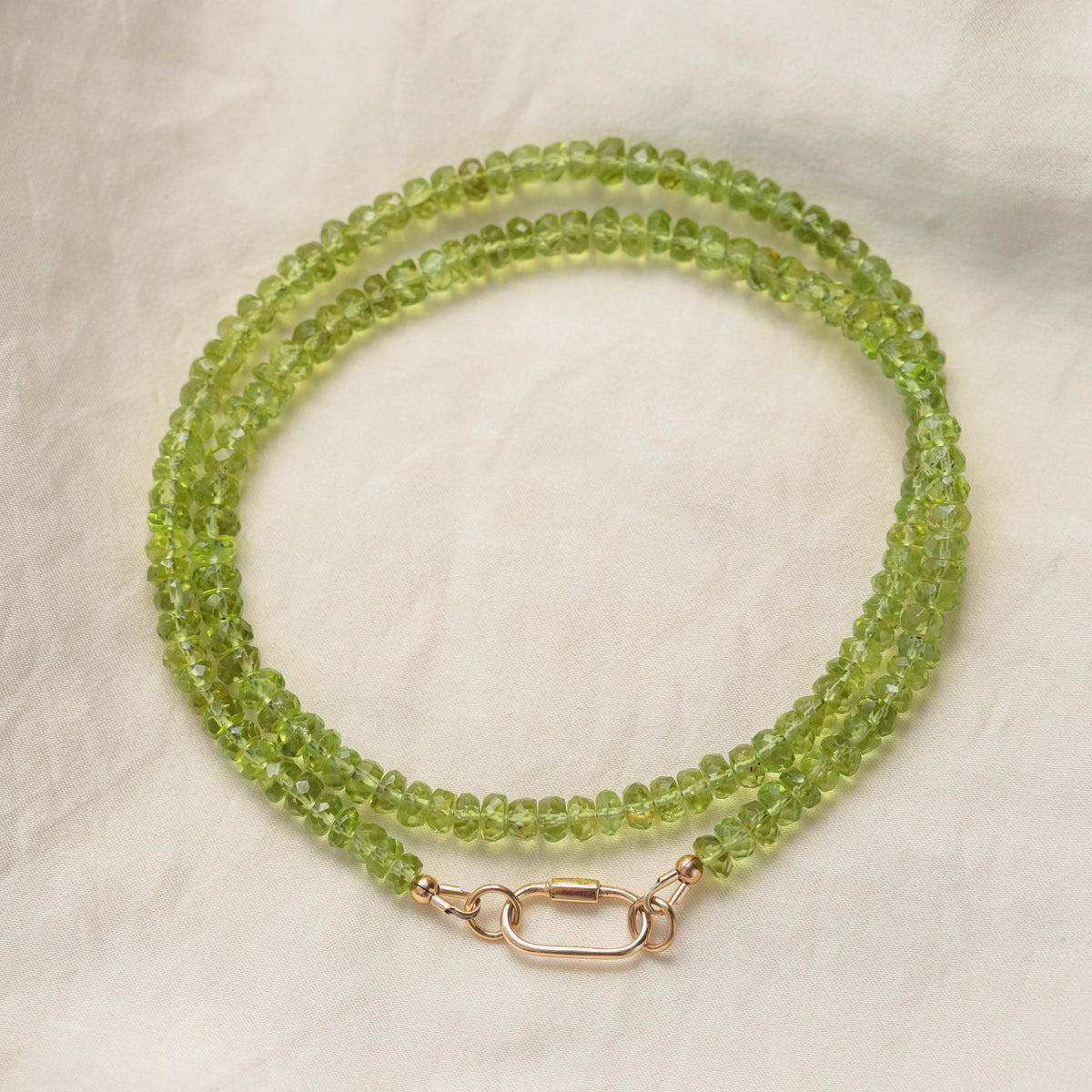 Peridot Pearl Carabiner Necklace
