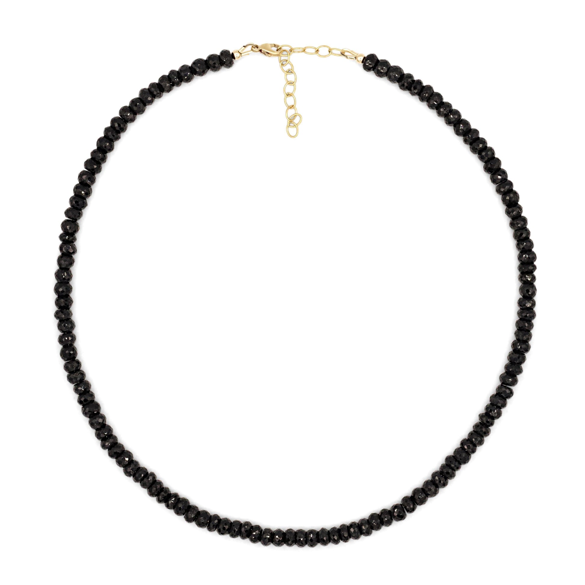 Vanta Black Spinel Necklace by Earthly Abundance Jewelry featuring a sleek black spinel pendant on a delicate chain.