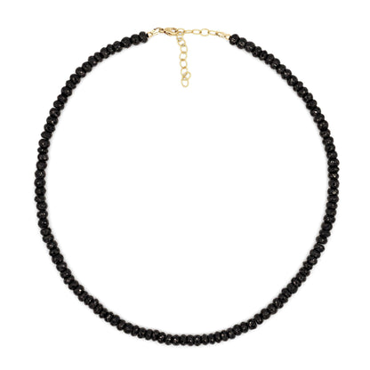 Vanta Black Spinel Necklace by Earthly Abundance Jewelry featuring a sleek black spinel pendant on a delicate chain.