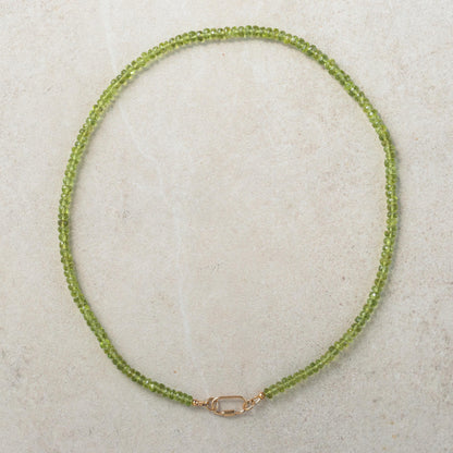 Peridot Pearl Carabiner Necklace